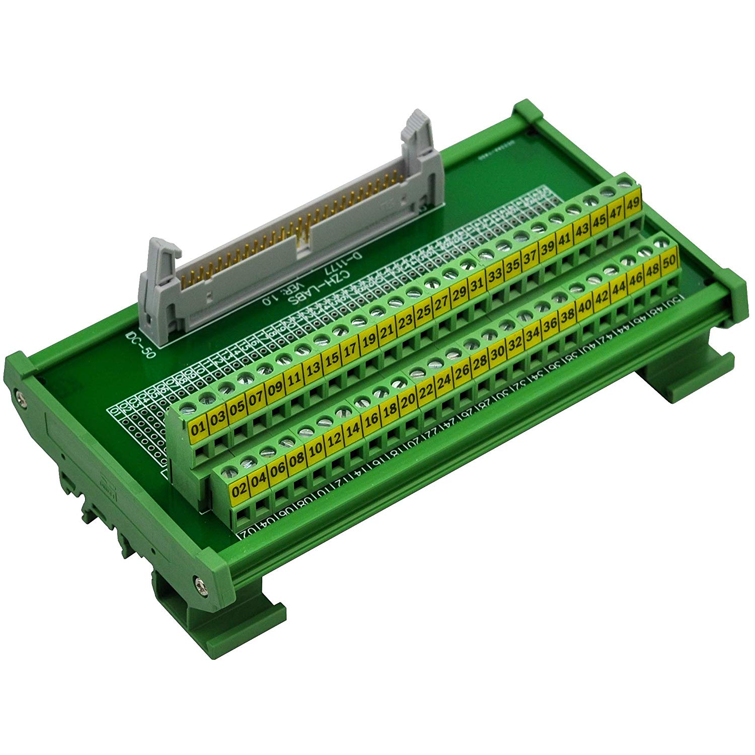 CZHLABS DIN Rail Mount IDC50 Male Header Connector Breakout Board