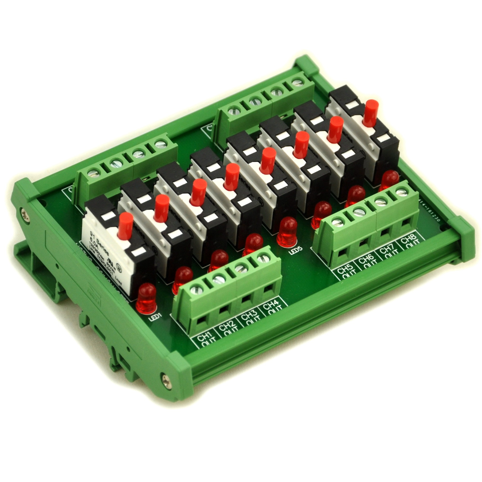 Resettable Thermal Circuit Breaker Overload Protector 8 Channel Power  Distribution Module DIN Rail Mount