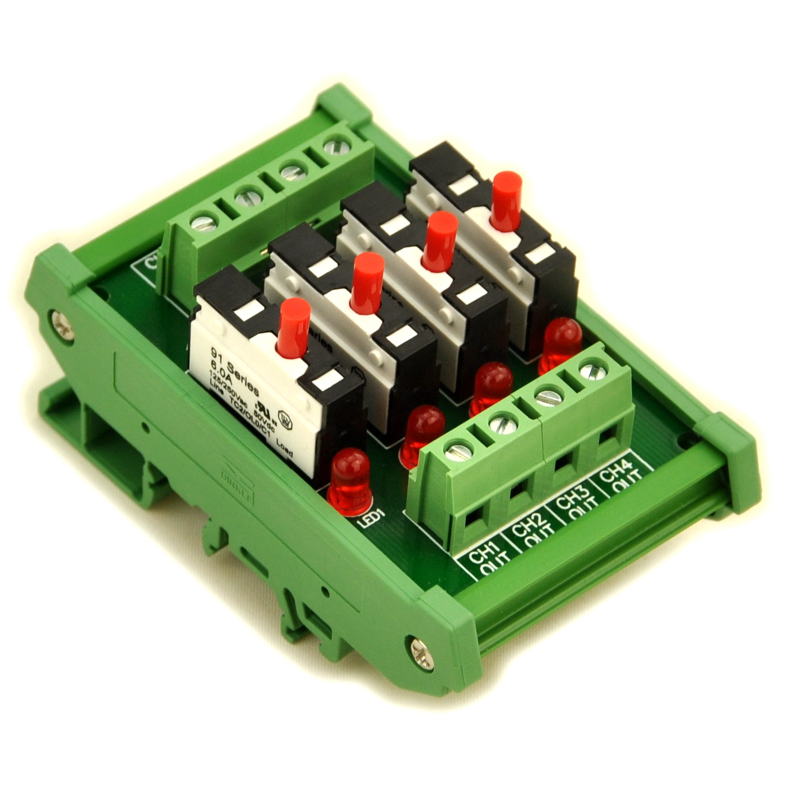 Resettable Thermal Circuit Breaker Overload Protector 8 Channel Power  Distribution Module DIN Rail Mount