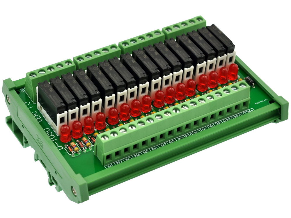 CZH-LABS Slim DIN Rail Mount DC24V Sink/NPN 16 SPST-NO 5A Power Relay ...