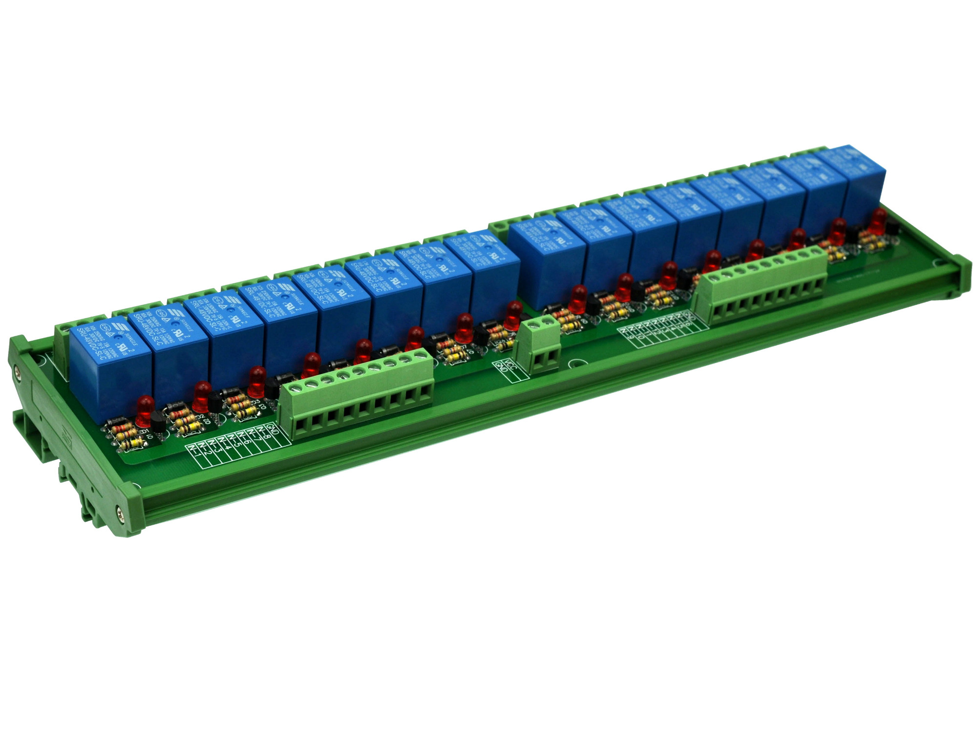 ELECTRONICSSALON DIN Rail Mount 16 SPDT Power Relay Interface Module