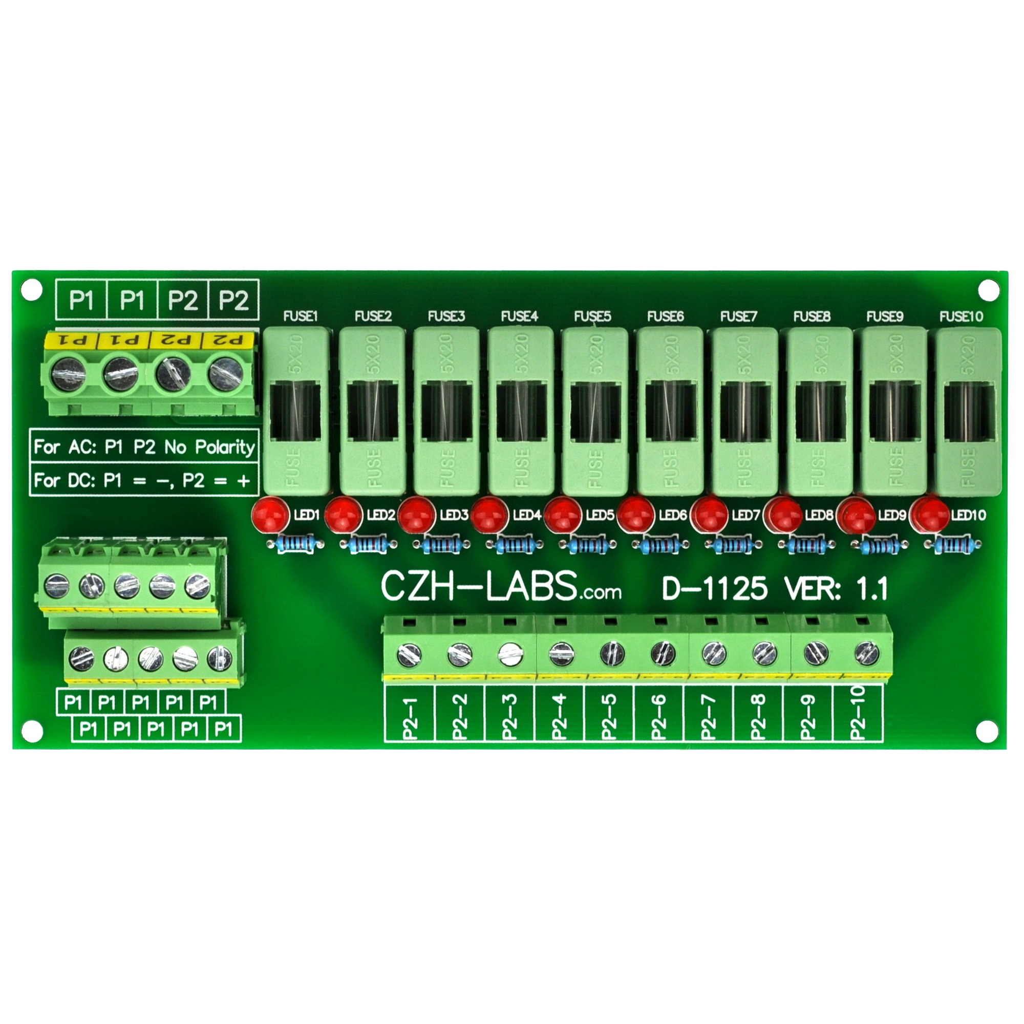 CZH Labs DC Power newest Fuse Distribution Strip Module 12 Position DIN Screw Mount