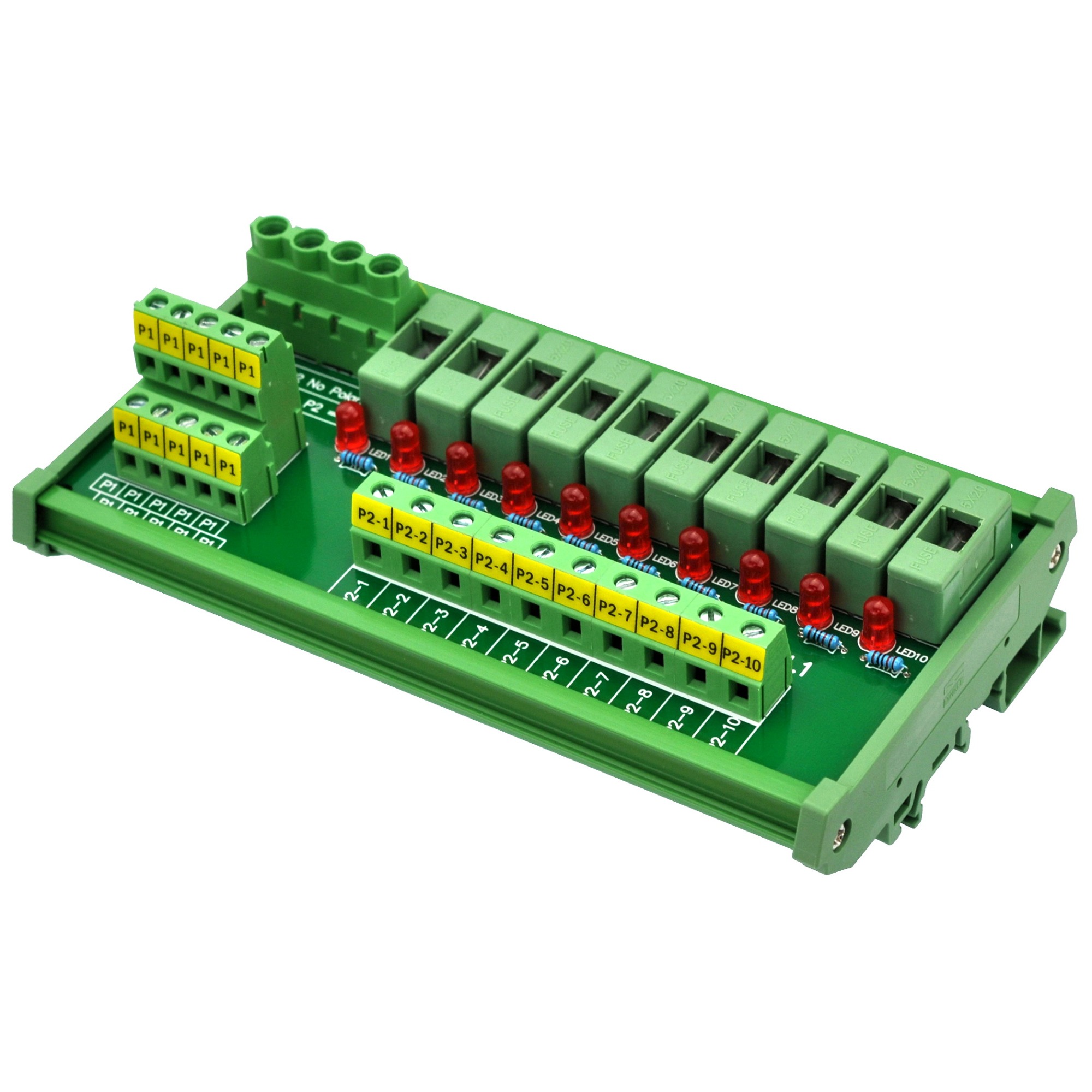 CZH-LABS DIN Rail Mount 180~250VAC 10 Position Power Distribution Fuse ...