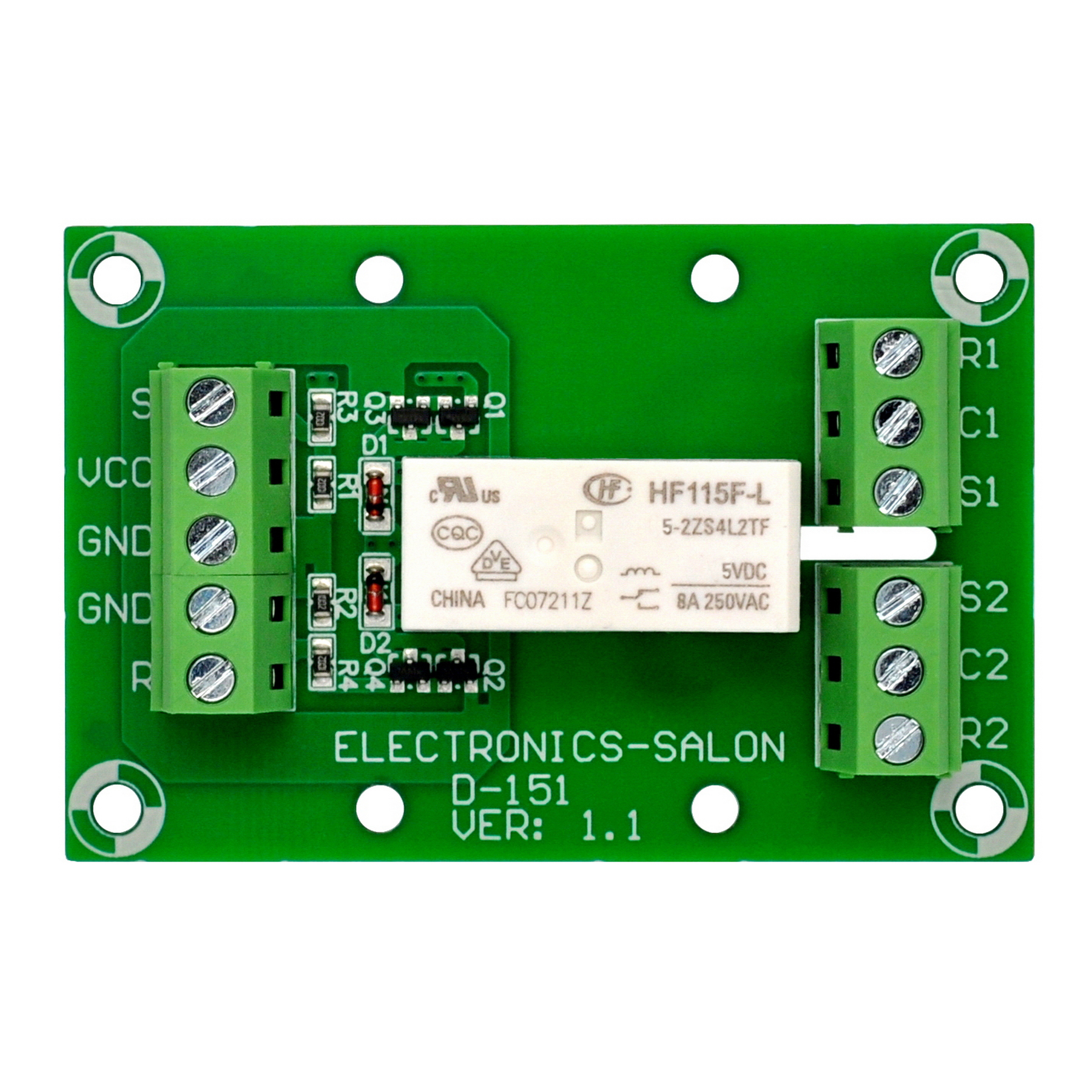 ELECTRONICS-SALON Bistable/Latching DPDT 8 Amp Power Relay Module, DC5V  Coil, RT424F05, ELECTRONICS-SALON D-151, ELECTRONICS-SALON MD-D151/5V-1